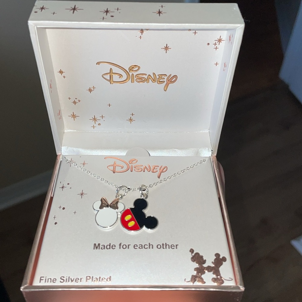 Mickey and Minnie Made for Each Other Disney Necklace